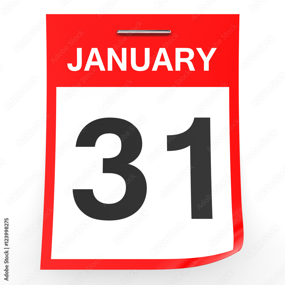 January 31. Calendar on white background. January 31. Calendar on white background.