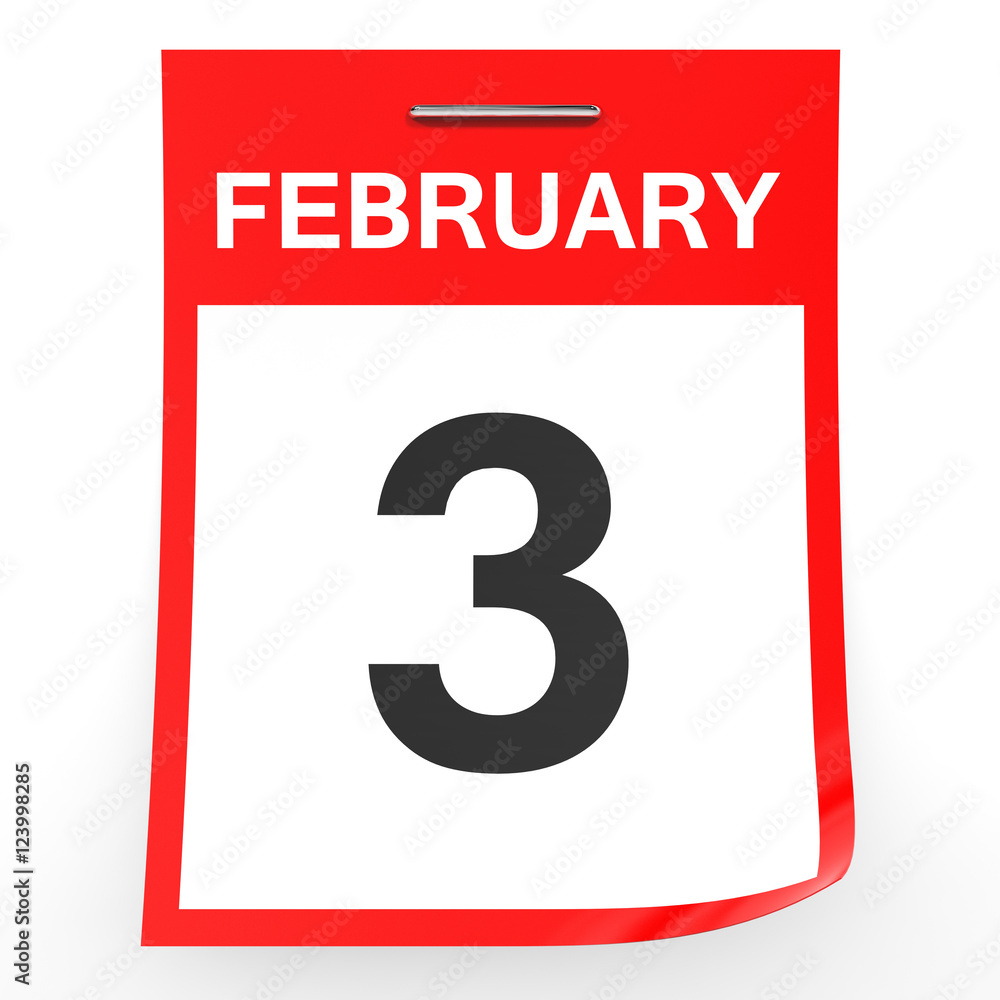 February 3. Calendar on white background. February 3. Calendar on white background.