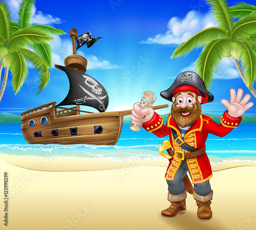 Cartoon Pirate on Beach