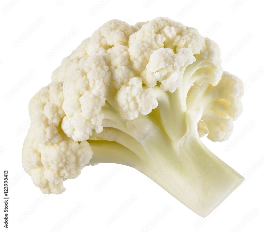 Piece of cauliflower isolated on white. With clipping path.