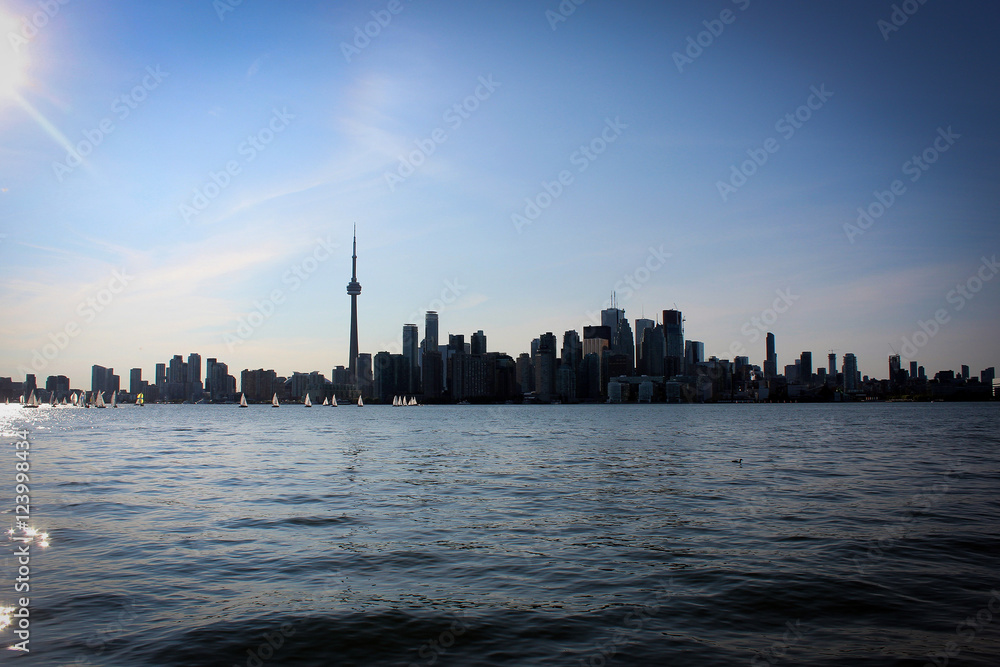 Obraz premium Zachód słońca w panoramie Toronto, Kanada