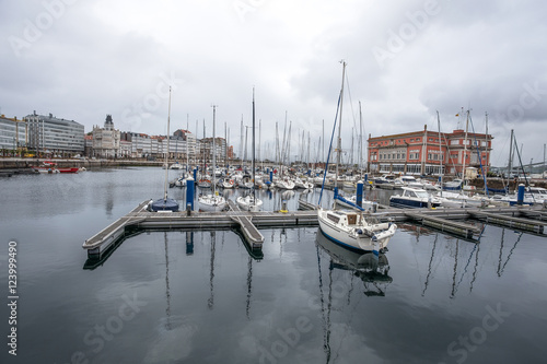 A CORUNA, GALICIA SPAIN -13 JUNE, 2016: Harbor of A Coruna, Spain on 13 June, 2016. It provides a distribution point for agricultural goods from the region.