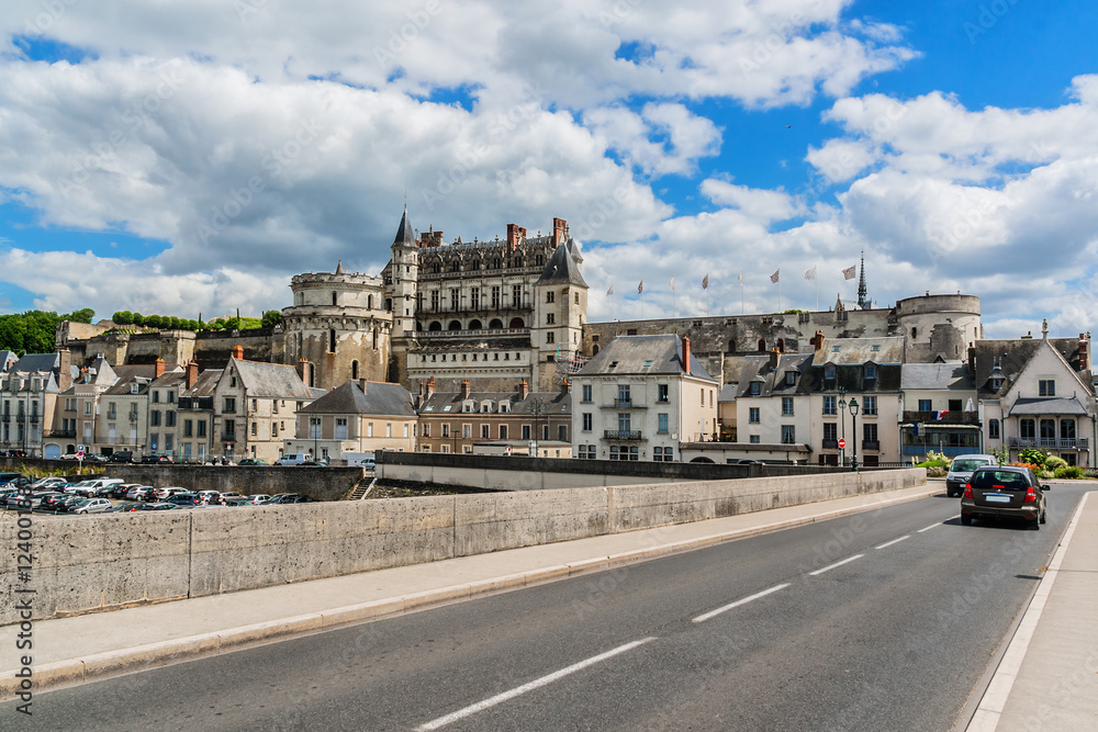Amboise old town with medieval castle. Loire Valley. France.