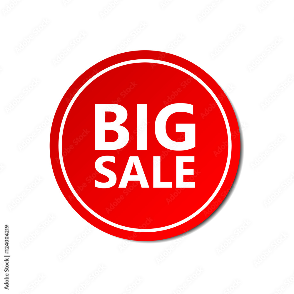 Big sale sticker. Commercial red offer label. Vector isolated illustration. Big sale sticker. Commercial red offer label. Vector isolated illustration.