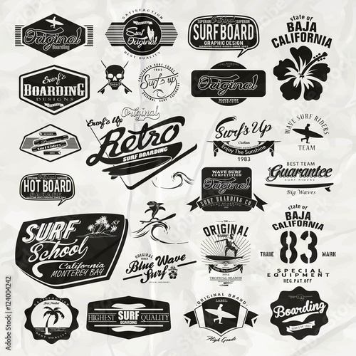vector surf label and print set