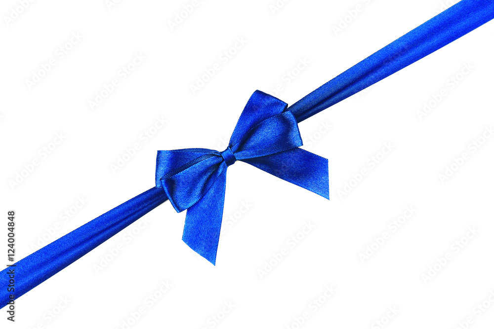 Blue ribbon with bow isolated on white Blue ribbon with bow isolated on white