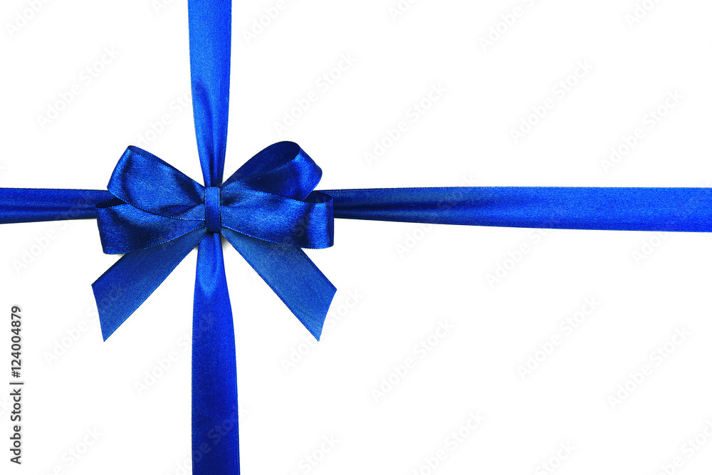 Blue ribbon with bow isolated on white Blue ribbon with bow isolated on white