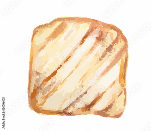 Isolated watercolor toast on white background. Pastry for nutritous breakfast.