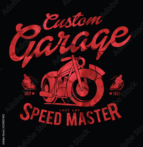 vector motor bike vintage print