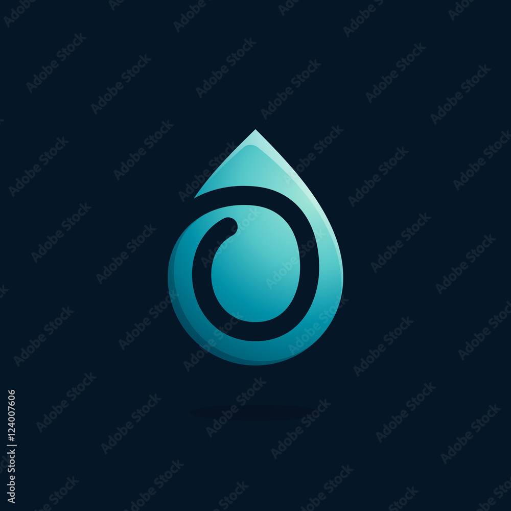 O letter logo in blue water drop. O letter logo in blue water drop.