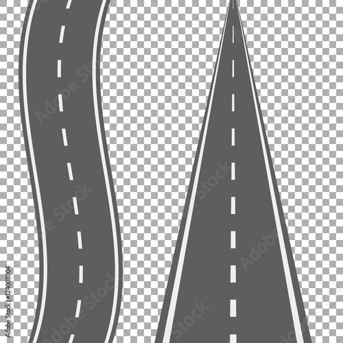Curved and straight road with white markings