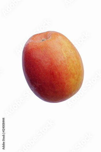 Jazz apple (Malus domestica Scifresh). Hybrid between Royal Gala and Braeburn apples. Image of apple isolated on white background