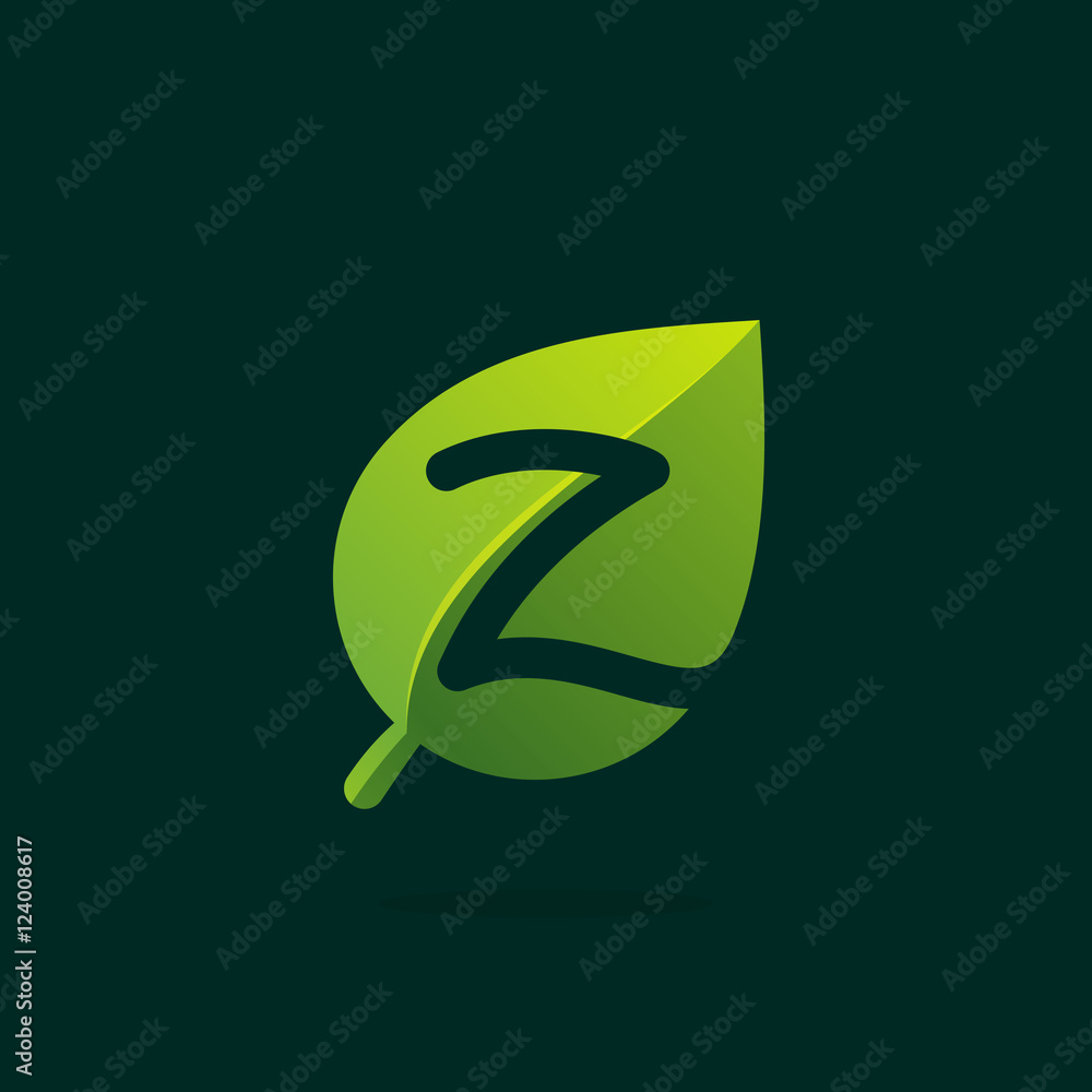 Z letter logo in green leaf. Z letter logo in green leaf.