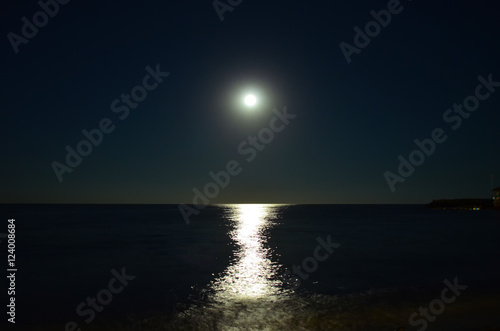 Moon and sea at night