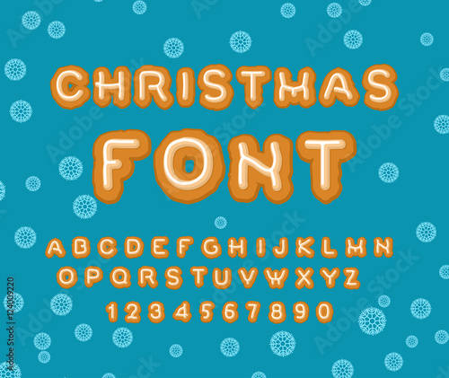 Christmas Gingerbread font. Holiday Cookies alphabet. ABC cookie