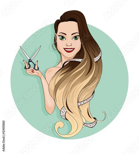 Fashion designer's avatar or hairdresser logo -stock vector