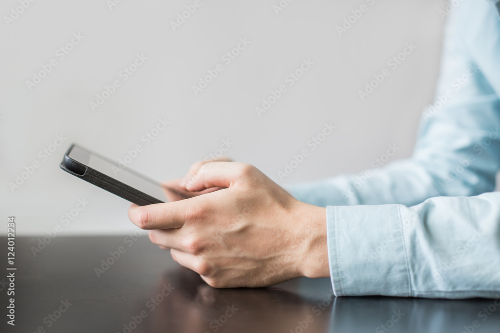 Man's hands with the tablet Man's hands with the tablet