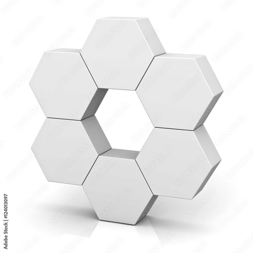 Blank hexagon signboard boxes on white background abstract concept with shadow 3D rendering Blank hexagon signboard boxes on white background abstract concept with shadow 3D rendering
