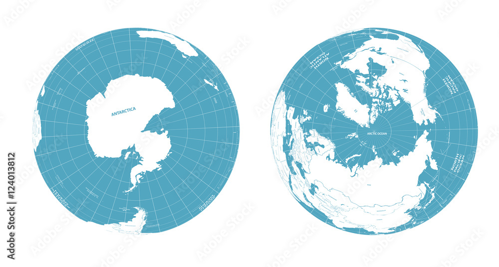 Obraz premium Earth globe arctic and antarctic view vector illustration