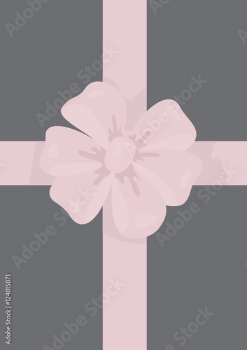 pink gift box with gray bow ribbon