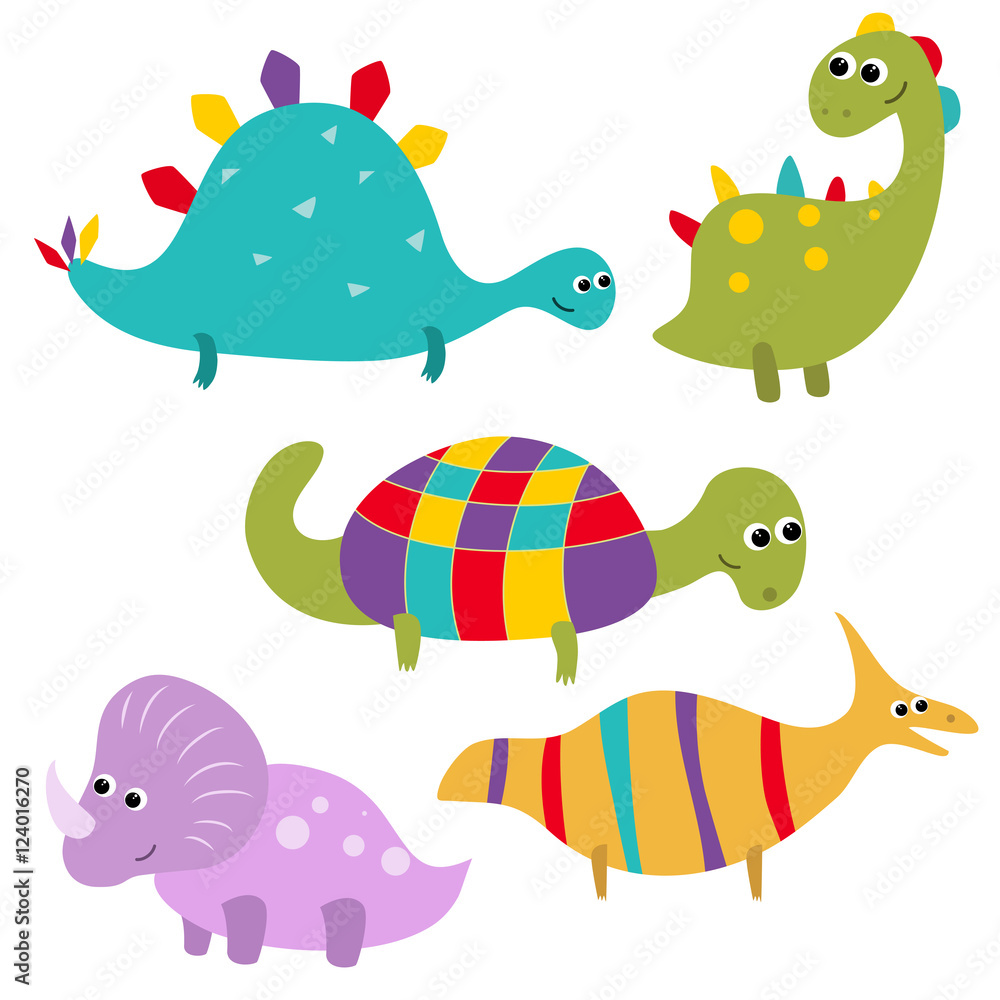 Fototapeta premium Set funny dinosaurs