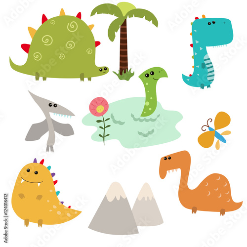 Set funny dinosaurs
