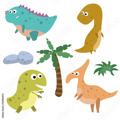Fototapeta Naklejka Na Ścianę i Meble -  Set funny dinosaurs