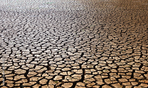Climate change, the ground is dry, drought, cracked ground