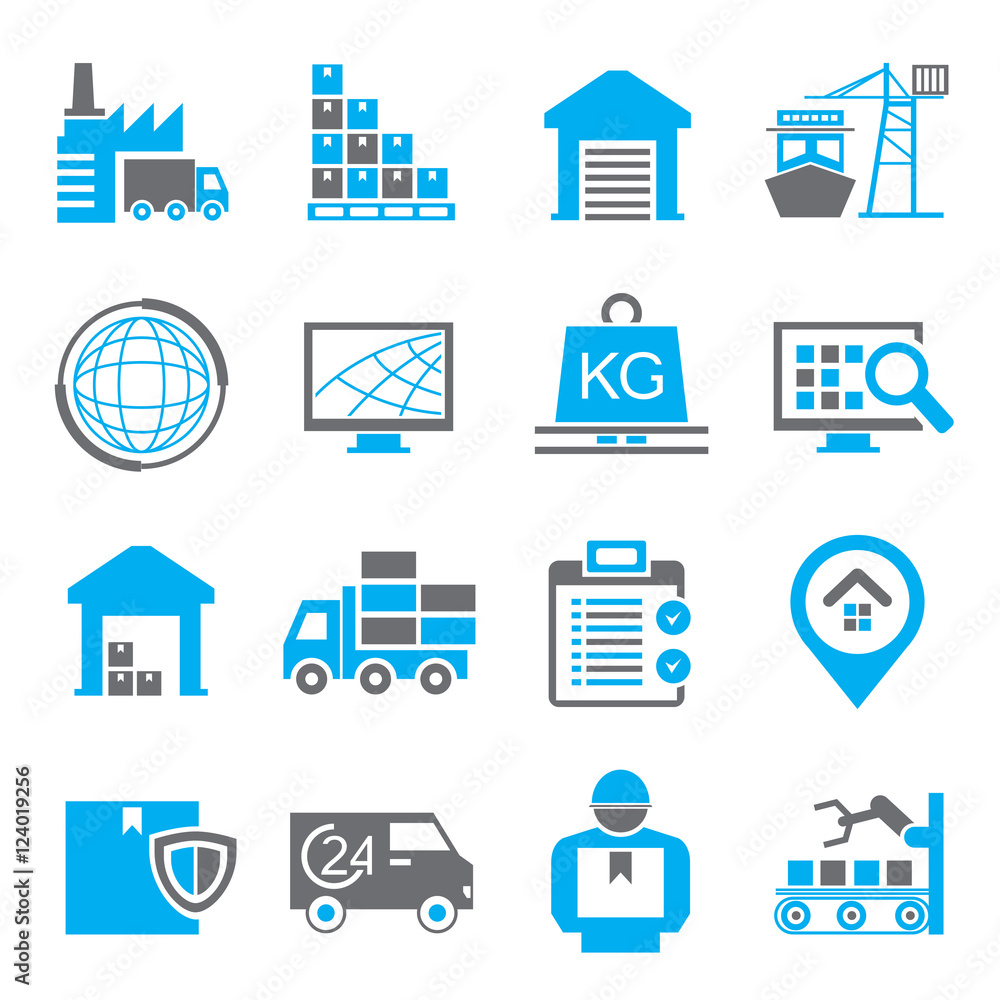 logistics icons, warehouse icons