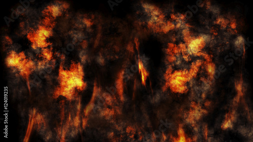 Smoke and Fire Burning With Flames Background 3D Rendering 