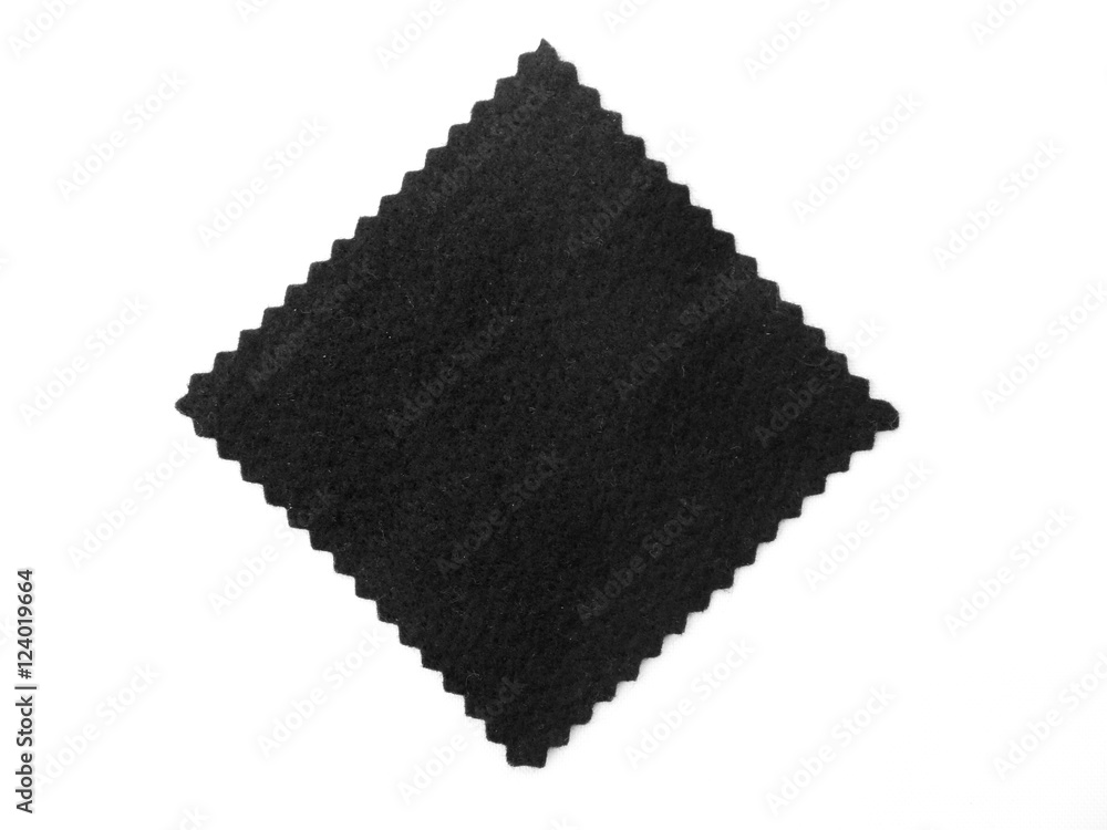 black fabric swatch samples isolated on white background