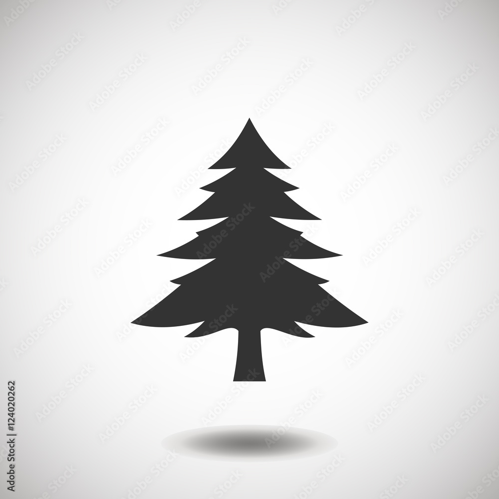 Fototapeta premium Fir-tree black icon, silhouette and vector logo. Flat isolated element. Nature sign and symbol.