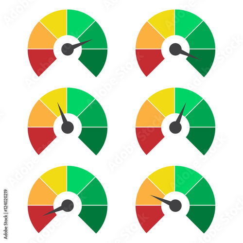 Set of measuring icons. Speedometer or rating meter signs infographic gauge elements