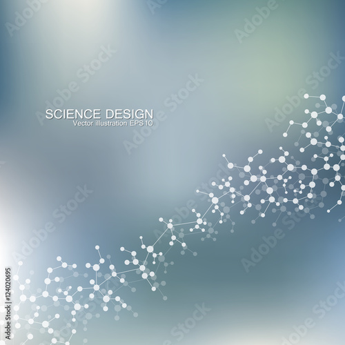 Structure molecule of DNA and neurons. Structural atom. Chemical compounds. Medicine, science, technology concept. Geometric abstract background. Vector illustration for your design.