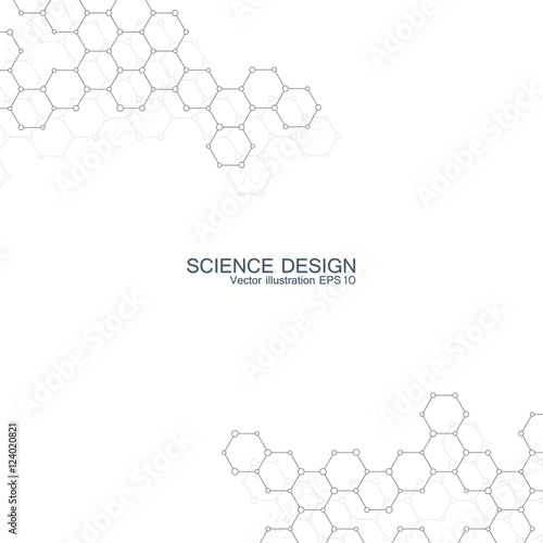 Structure molecule of DNA and neurons. Structural atom. Chemical compounds. Medicine, science, technology concept. Geometric abstract background. Vector illustration for your design.