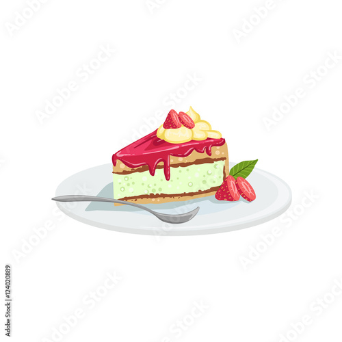 Cheesecake European Cuisine Food Menu Item Detailed Illustration