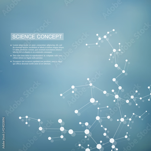 Structure molecule of DNA and neurons. Structural atom. Chemical compounds. Medicine, science, technology concept. Geometric abstract background. Vector illustration for your design.