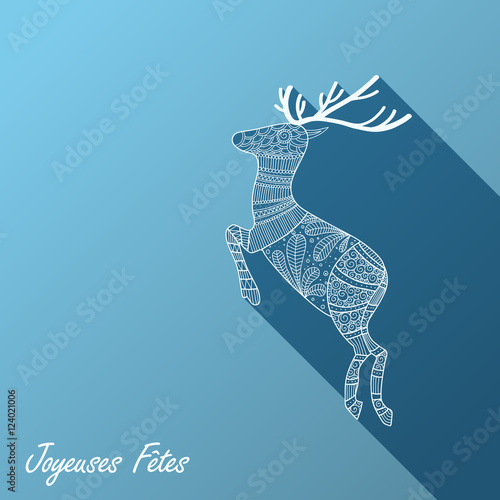 Carte "JOYEUSES FETES" avec renne
