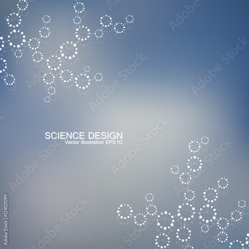 Structure molecule of DNA and neurons. Structural atom. Chemical compounds. Medicine, science, technology concept. Geometric abstract background. Vector illustration for your design.
