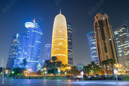 Qatar Skyline at Night photo