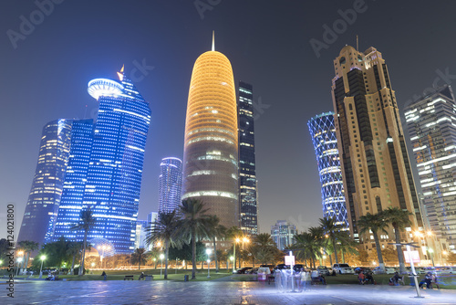 Qatar Skyline at Night photo