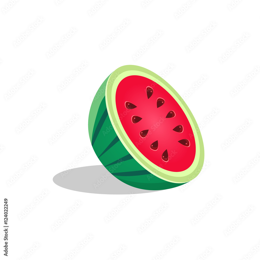Watermelon Fruit Cut In Half Bright Icon Watermelon Fruit Cut In Half Bright Icon