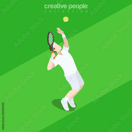 Flat isometrictennis player vector Sport 3d