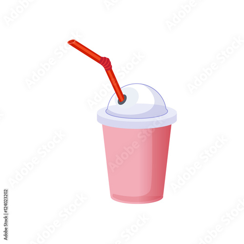 Milkshake In Plastic Cup, Milk Based Product Isolated Icon