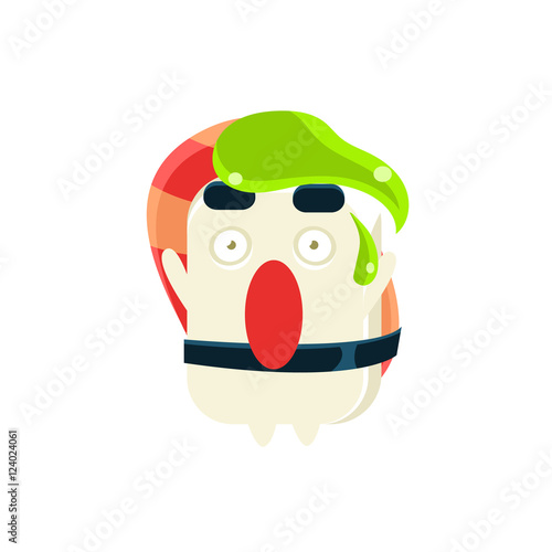 Funny Maki Sushi Character With Wasabi Drop On the Head