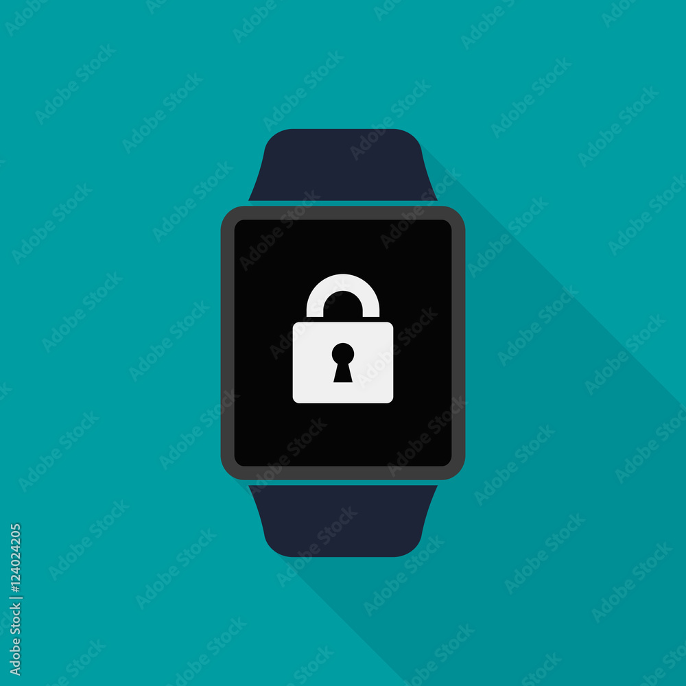 Smart watch icon with lock symbol. Vector isolated illustration. Smart watch icon with lock symbol. Vector isolated illustration.