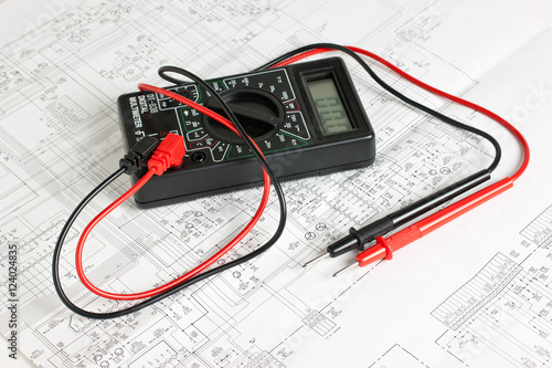 digital multimeter and an electronic circuit