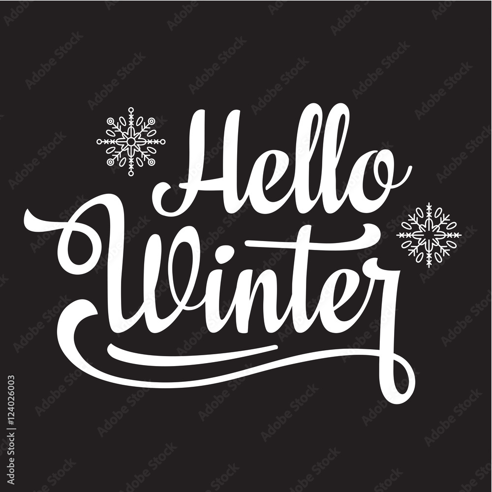 Hello winter text. Holiday background. Hello winter text. Holiday background.