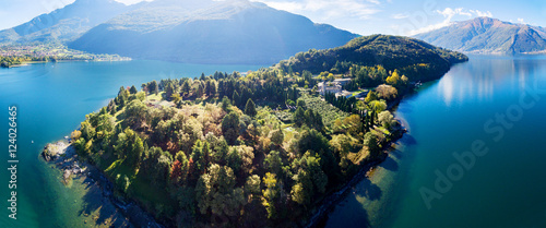 Abbazia di Piona - San Nicola - Lago di Como (IT) - Priorato - Panoramica aerea della penisola dell'Olgiasca photo