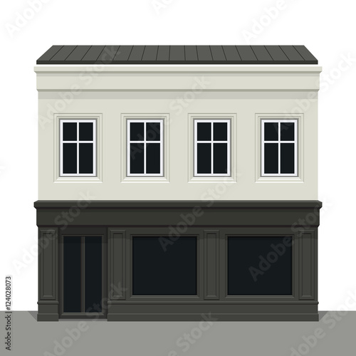 Facade building. Front of house. Vector detailed illustration. Isolated on white background.